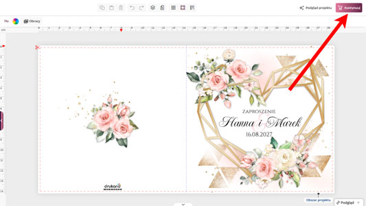 Save project and add to cart