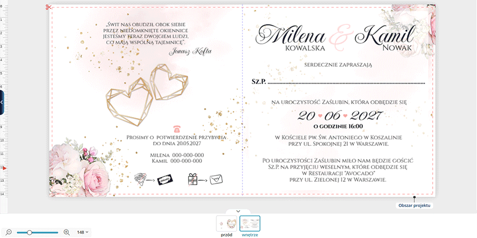 Wedding invitation designer preview